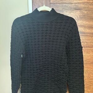 Chic Black Textured Turtleneck Sweater